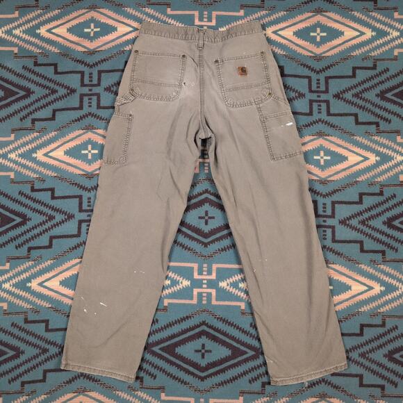 Vintage Carhartt Double Knee Pants Dungaree Fit 30x29 B195 LBR Distressed Paint - Picture 2 of 16